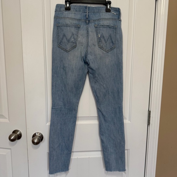 Mother Jeans The Looker Ankle Fray Women’s 27 Distressed Denim Blue Raw Hem - Picture 10 of 15